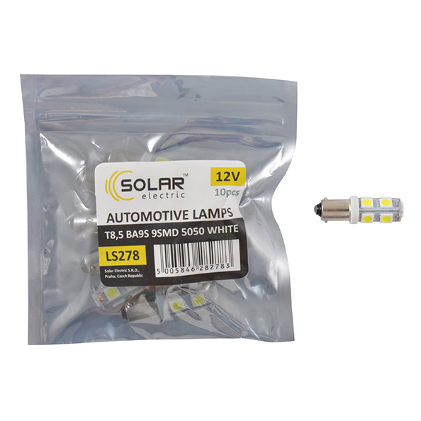  Solar LED 12V T8.5 BA9S 9led 5050, white (10 .)  .   (LS278_P)