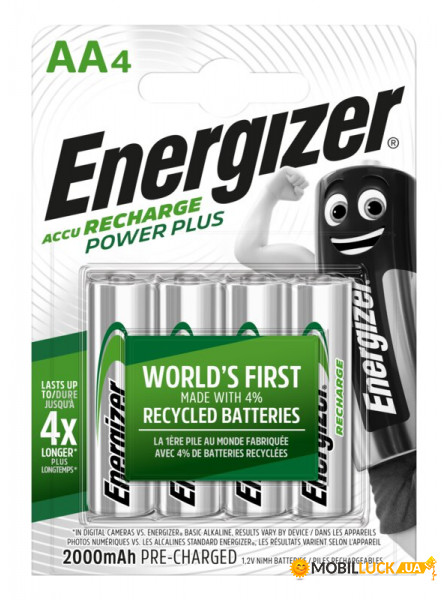  Energizer Recharge Power Plus, AA/(HR6), 2000mAh, LSD Ni-MH,  4