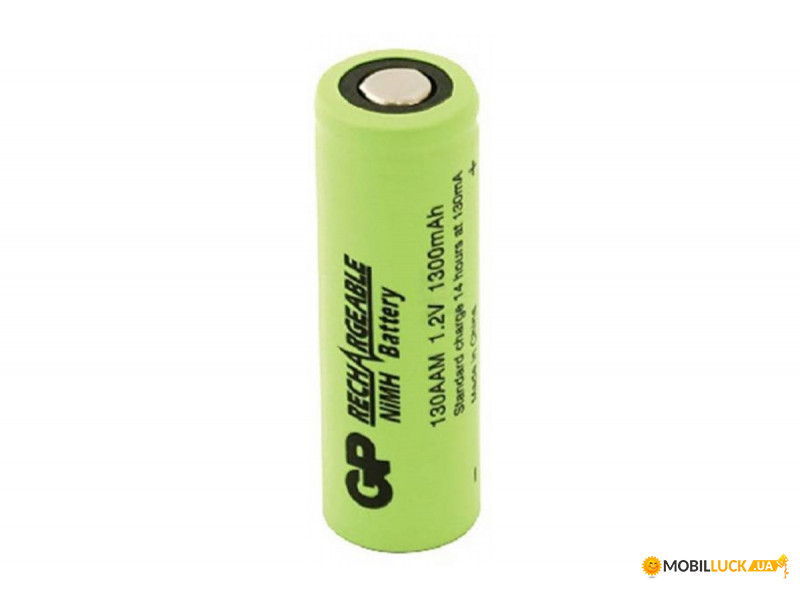   GP 130AAM-B, Ni-MH AA, 1300mAh, 1.2V, 1.6Wh, 3.9A, flat top