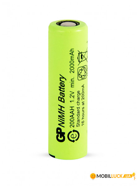   GP 200AAH, Ni-MH AA, 2000mAh, 2.4Wh, 6A, flat top