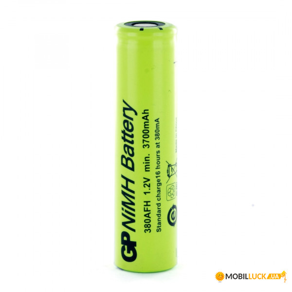   GP 380AFH-B, Ni-MH 4/3A, 3800mAh, 1.2V, 11.4A, flat top