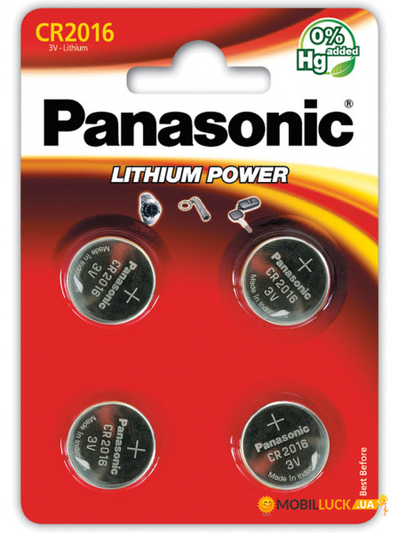 ˳  Panasonic Lithium Power CR-2016EL/4B, CR2016, 3V,  4,   