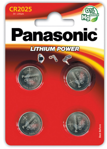 ˳  Panasonic Lithium Power CR-2025EL/4B, CR2025, 3V,  4