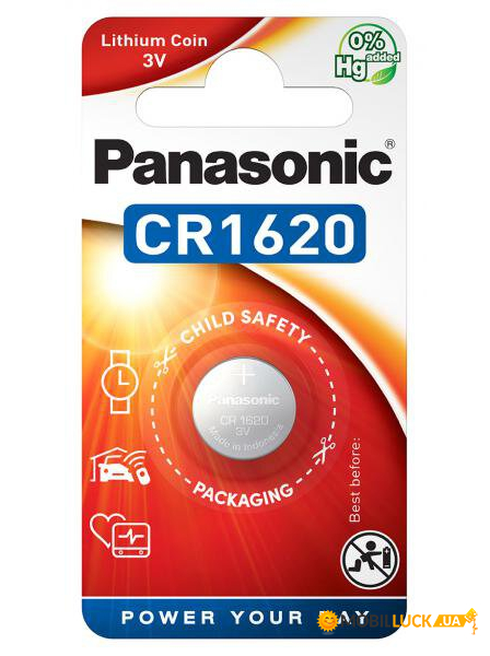   Panasonic Lithium Coin CR1620, 3V,  1