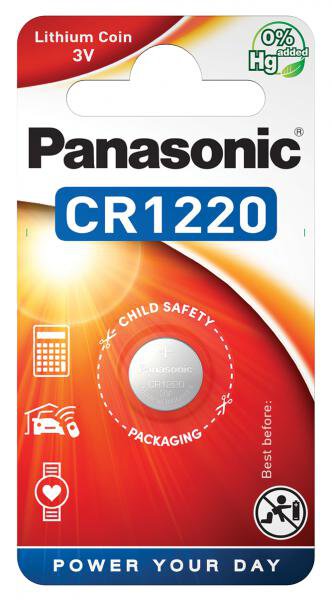   Panasonic Lithium Coin CR1220, 3V,  1