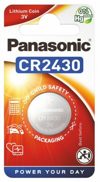   Panasonic Lithium Coin CR-2430EL/1B (CR2430), 3V,  1