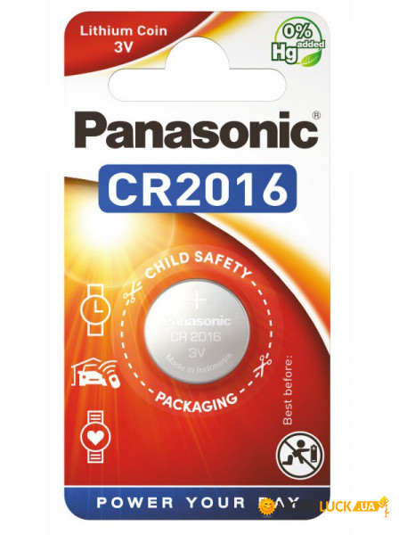   Panasonic Lithium Power CR-2016EL/1B, CR2016, 3V,  1