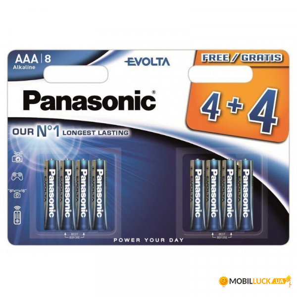   Panasonic Evolta LR03EGE/8BW 4+4F, AAA/(L)R03,  8