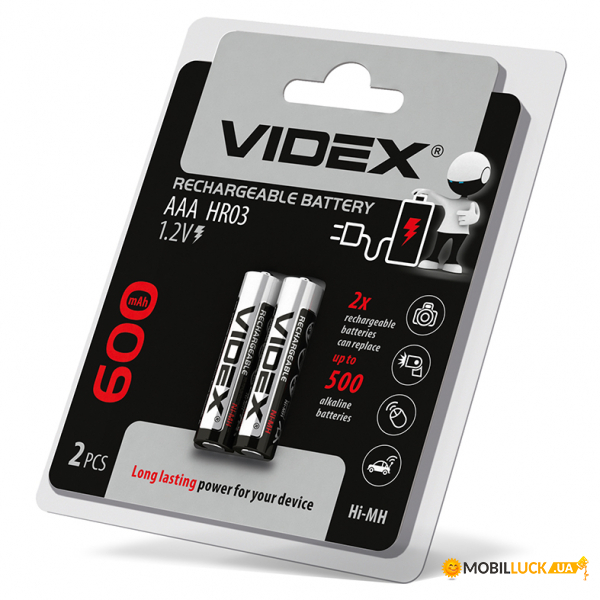  Videx HR03 / AAA 600mAh double blister/2 (HR03/600/2DB)