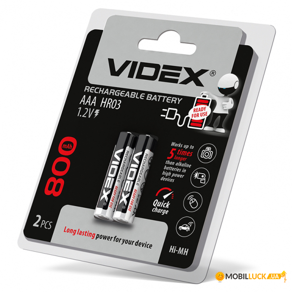  Videx HR03 / AAA 800mAh double blister/2 (HR03/800/2DB)