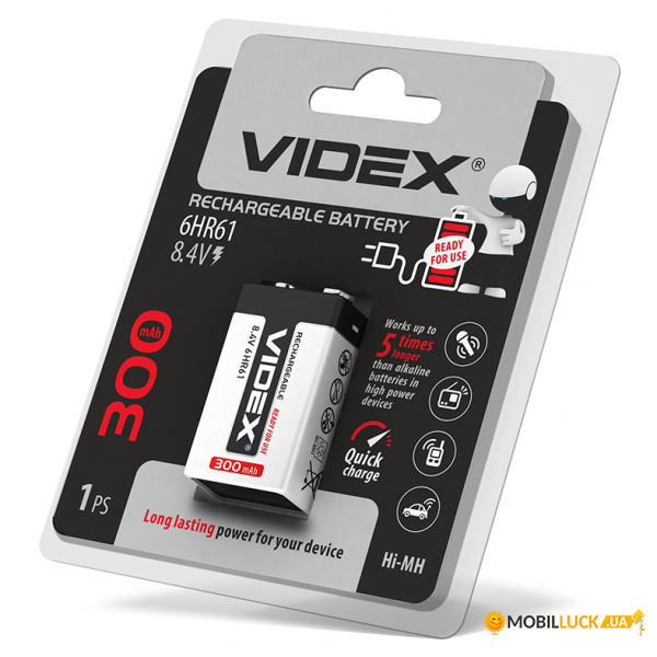  Videx 6HR61 300mAh blister/1 (6HR61/300/1DB)