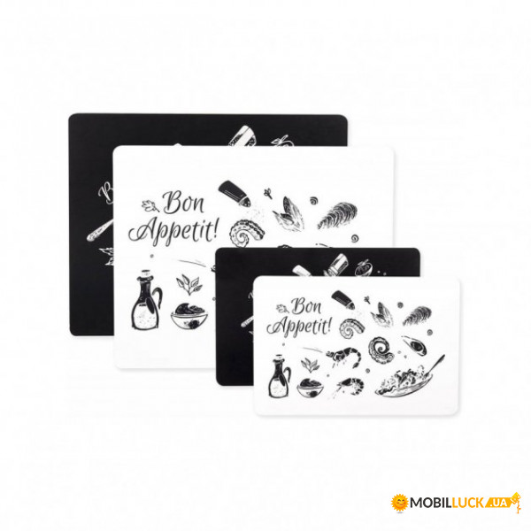     Dexas Grippmat Set Printed Designer White & Black 4  (0084297131128) (652-P7P10-4PK)