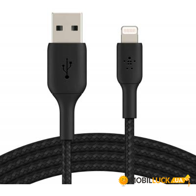   Belkin USB-A - Lightning, BRAIDED 1 , Black (CAA002BT1MBK)