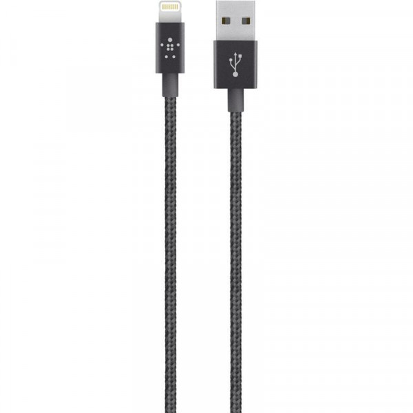  USB-Lightning Belkin Mixit Metallic 1.2m Black (F8J144BT04-BLK)