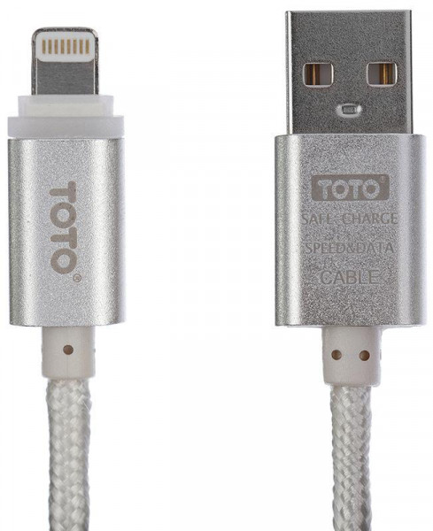  TOTO TKG-25 LED Metal Braided USB cable Lightning 1m Silver #I/S