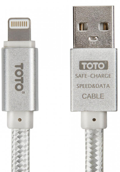  TOTO TKG-27 Metal Braided Flat USB cable Lightning 1m Silver #I/S