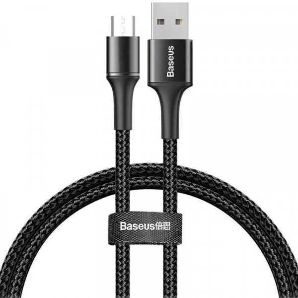  MicroUSB Baseus Halo Data 3A 0.5m (CAMGH-A01) Black