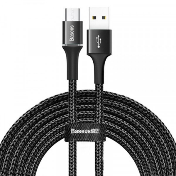  MicroUSB Baseus Halo Data 3A 3m (CAMGH-E01) Black