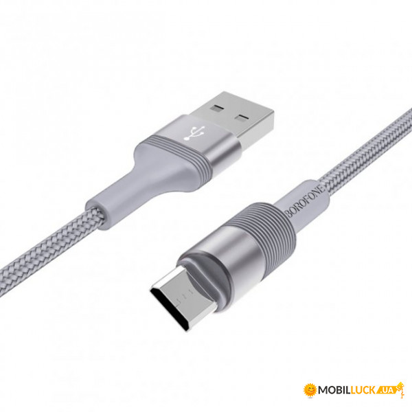  Borofone BX21 Outstanding USB - Micro USB 2.4 A 1  Grey (BX21MMG)