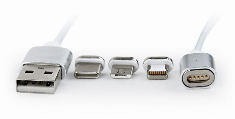  3  1 USB-Lightning-MicroUSB-Type-C Cablexpert 1m Silver (CC-USB2-AMLM31-1M)