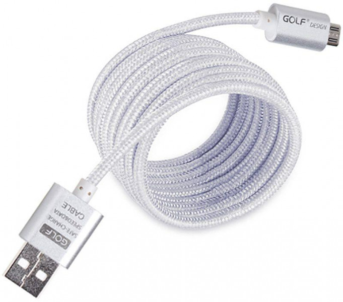  GOLF GC-10M Aluminium Alloy Braided Round Micro cable 1.5m Silver #I/S