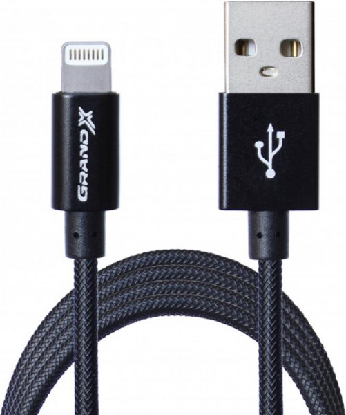  USB-Lightning Grand-X MFI 1.2m Black (FL01NB)