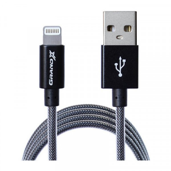  USB-Lightning Grand-X MFI 1.2m Grey (FL01NG)