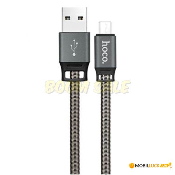  Hoco U27 Lightning USB (2.1A) (1.2m) Metal Gray