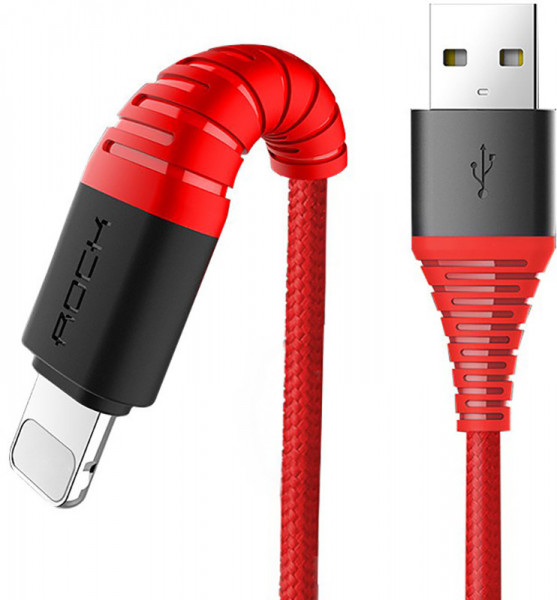  Rock Hi-Tensile lightning Charge & Sync round Cable 1,2M Red #I/S