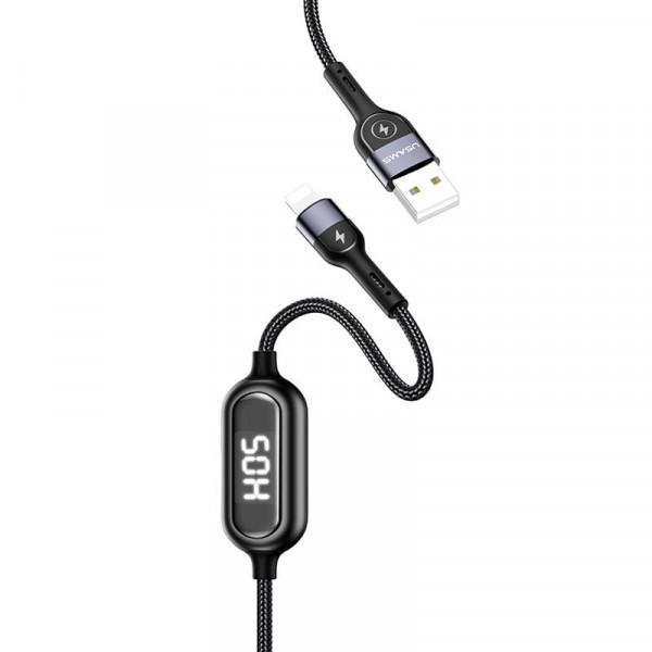  Lightning Usams US-SJ423 Timing Digital Dispaly U48 Black 1.2m