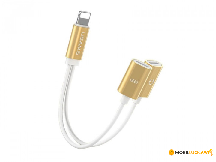  Usams US-SJ160 Adapter Cable Dual lightning 2 in 1 Gold