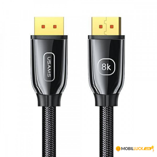  Usams US-SJ533 U75 8K DP To DP 1.4 HD Video Cable 3m Black (SJ533DP01)