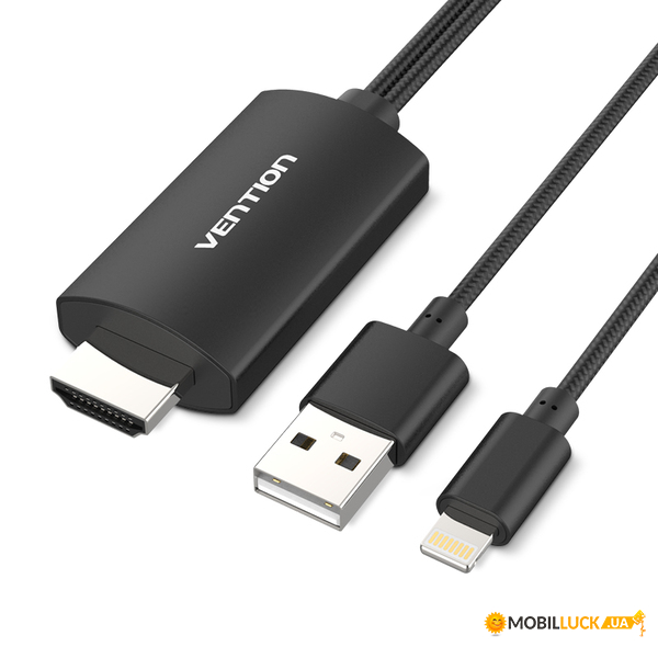  HDMI-USB-Lightning MHL Vention Apple 3m Black (CEJBI)