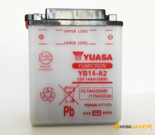   YUASA YB14-A2 14 h, 190 , (-/+), 134x89x166 