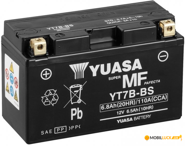   Yuasa 12V 6.5Ah MF VRLA Battery AGM YT7B-BS () (YT7B-BS)