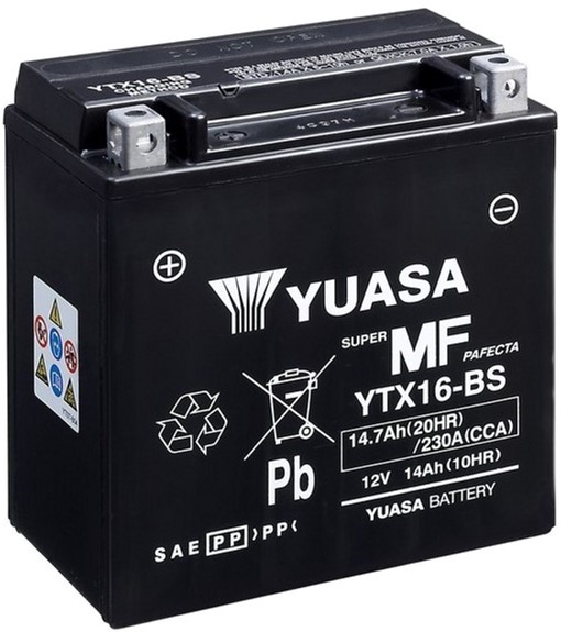   Yuasa 12V 14.7Ah MF VRLA Battery YTX16-BS () (YTX16-BS)