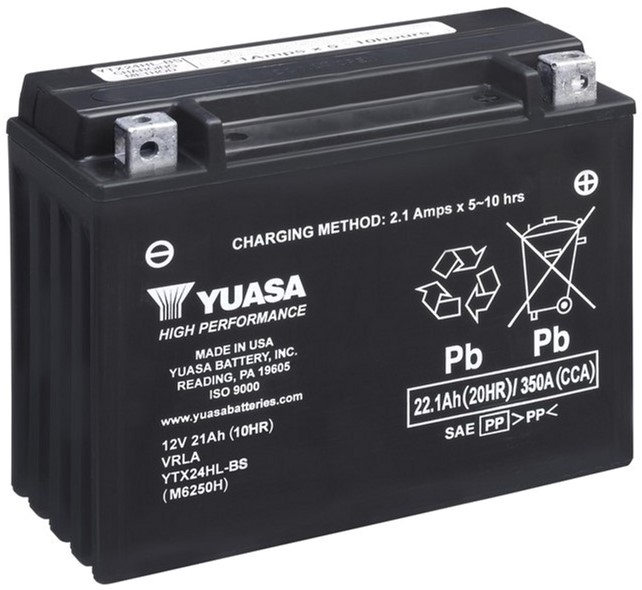   Yuasa 12V 22.1Ah High Performance MF VRLA Battery YTX24HL-BS () (YTX24HL-BS)