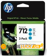  HP No.712 DesignJet 230/630 Cyan 3-Pack 29-ml (3ED77A)