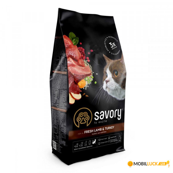     Savory Adult Cat Sensitive Digestion Fresh Lamb Turkey8 kg (30099)