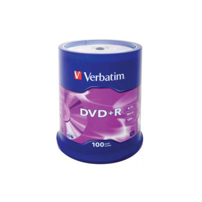  Verbatim DVD+R 4.7 GB/120 min 16x Cake Box 100  Matt Silver (43551)