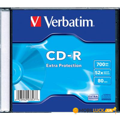  CD Verbatim 700Mb 52x 1 Slim Case (43347-1disk)