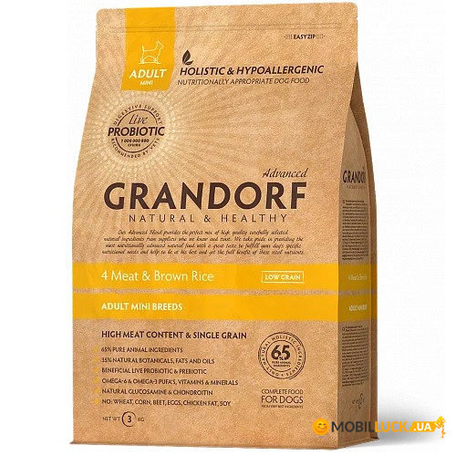   Grandorf Living Probiotics 4 Meat & Brown Rice Mini    , 4   , 3  112681