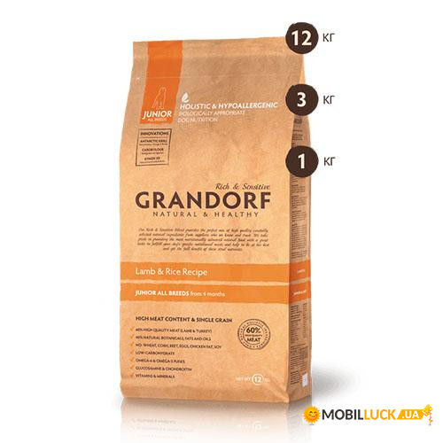   Grandorf Junior Natural&Healthy Lamb&Brown Rice   ,    , 12  119082