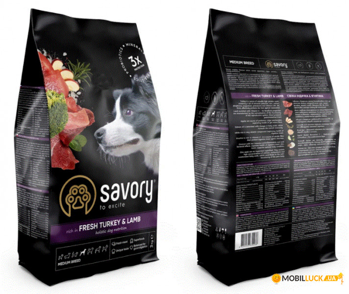     Savory Medium Breed rich in Fresh Turkey  Lamb 3 kg (30266)