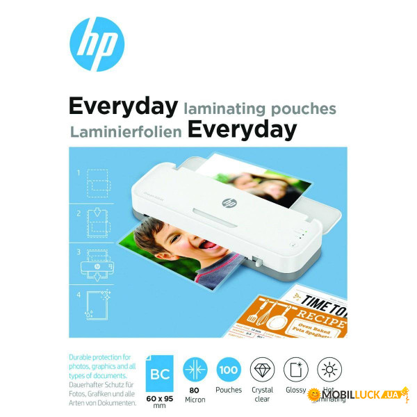    HP Everyday Laminating Pouches, Business Card Size, 80 Mic, 60 x 95, 100 pcs (9157)