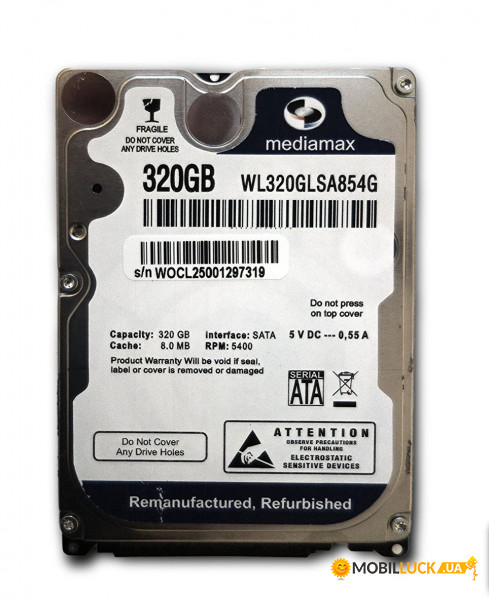   ( Refurbished) Mediamax 2.5 SATA 320GB 5400rpm (WL320GLSA854G)