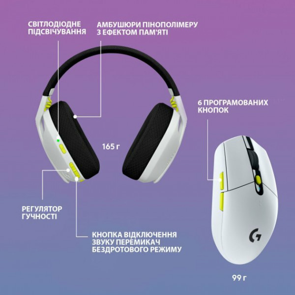 �������� �������� Logitech G435SE + ����� G305SE Wireless White (981-001162, 981-001161)