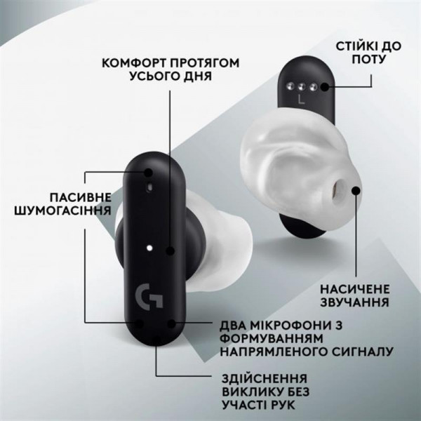 ��������� Logitech FITS True Wireless Gaming Earbuds White (985-001183)