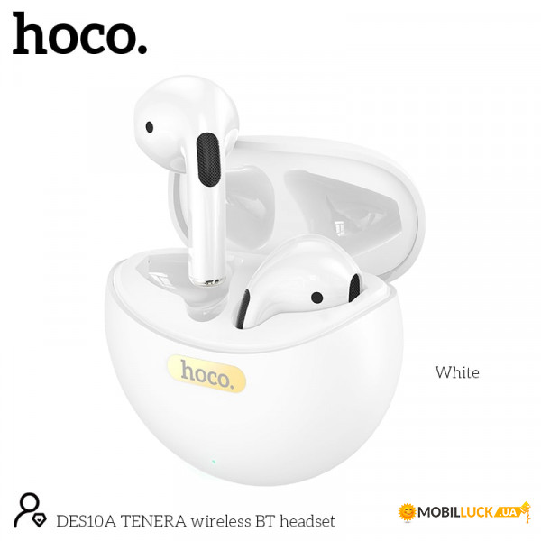  Hoco DES10A TENERA wireless BT TWS White