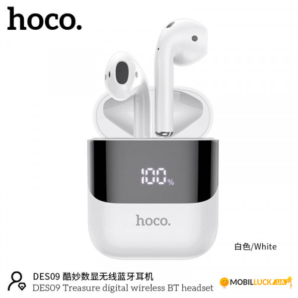  Bluetooth Hoco TWS DES09 White (26198)